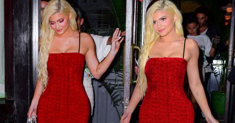Kylie Jenner Blonde Red Mini Dress