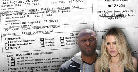 Khloe kardashian divorce lamar odom papers