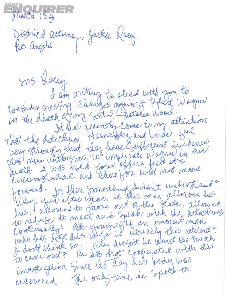 natalie wood letter  x