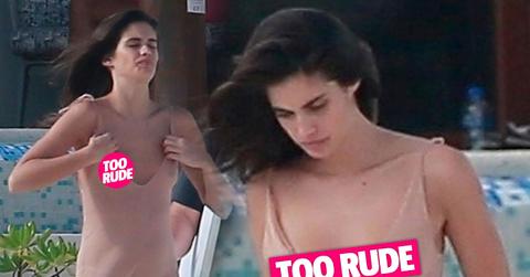 Sara Sampaio nip slip nude dress