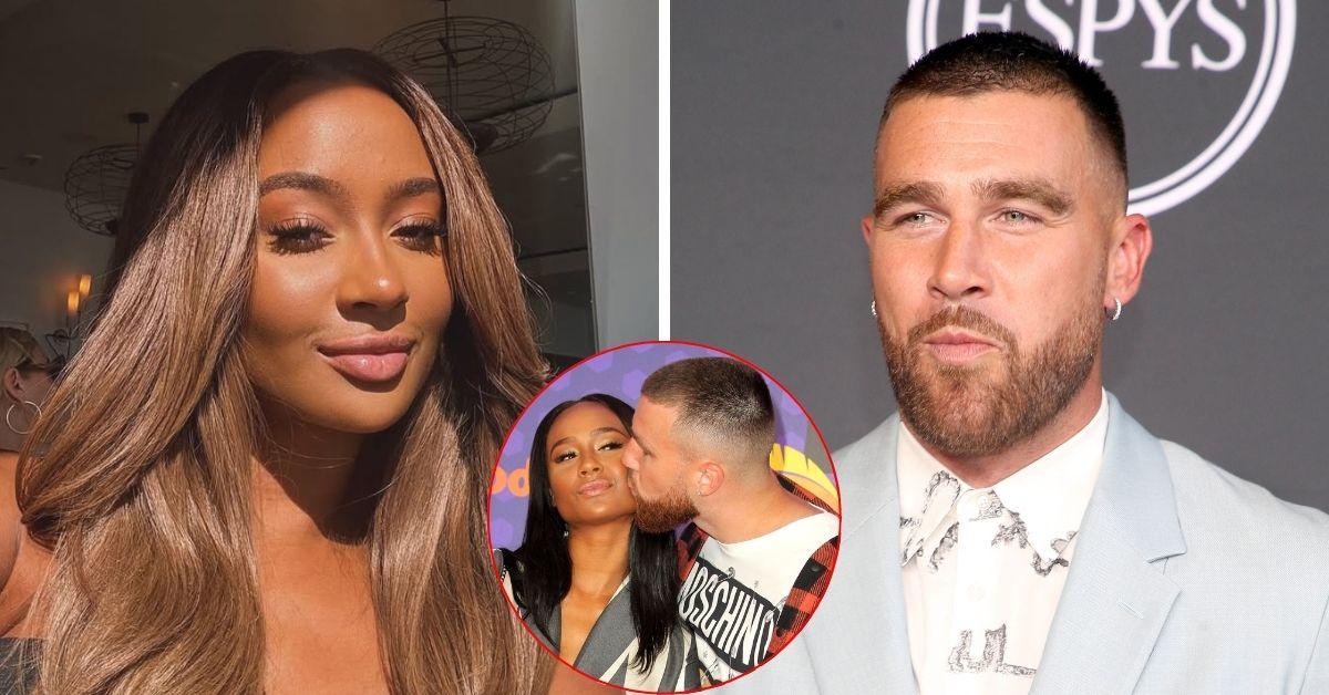 Split photo of Kayla Nicole, Travis Kelce