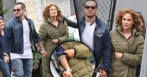 Casper Smart & Jennifer Lopez Dating Blue Set Holding Hands