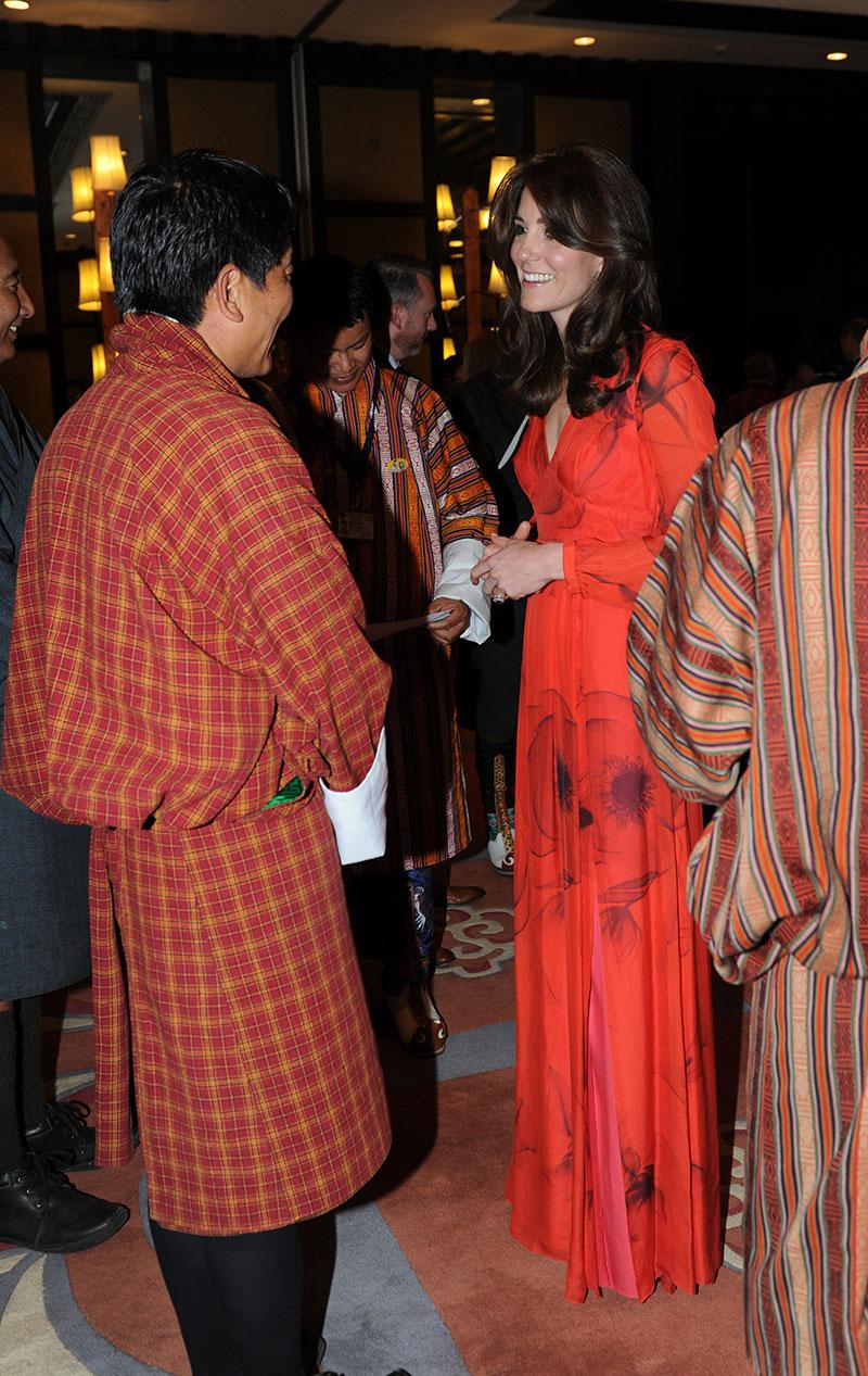 Kate Middleton Bhutan Red Dress Skinny Baby Bump