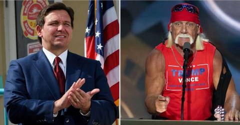 Split photo of Ron DeSantis, Hulk Hogan