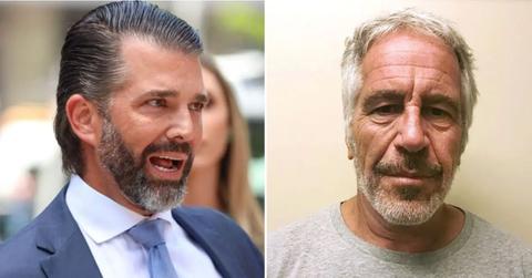 split photo of Donald Trump, Jr., Jeffrey Epstein