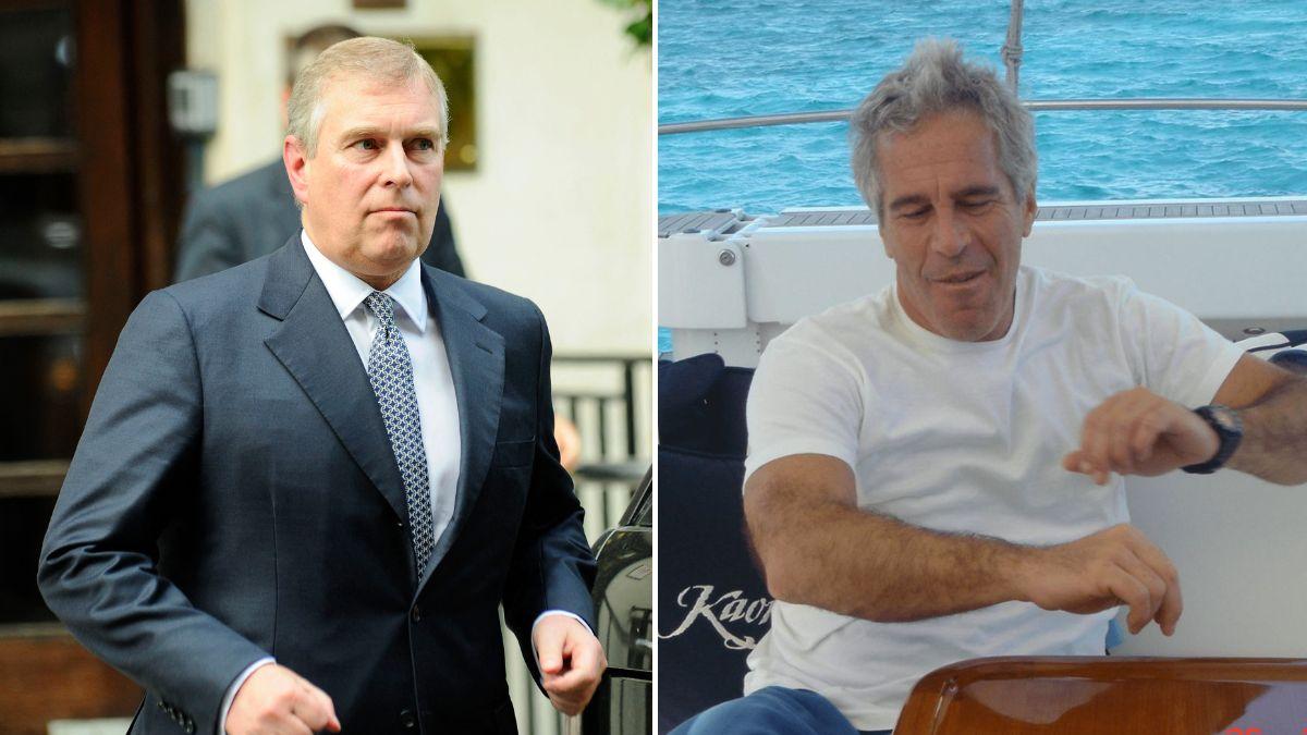 Split photos of Andrew Windsor and Jeffrey Epstein