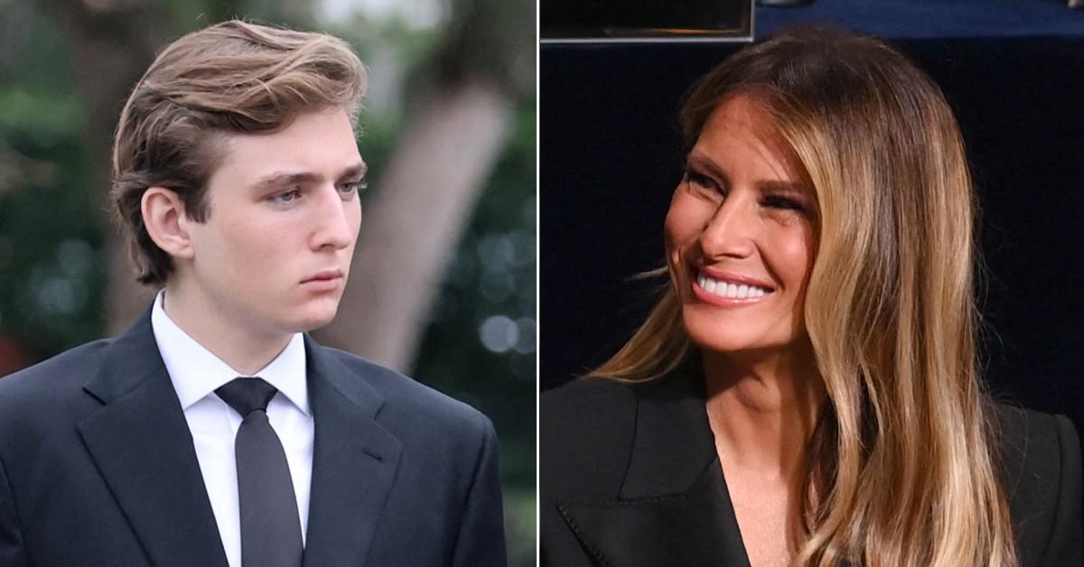 Split photo of Barron Trump, Melania Trump