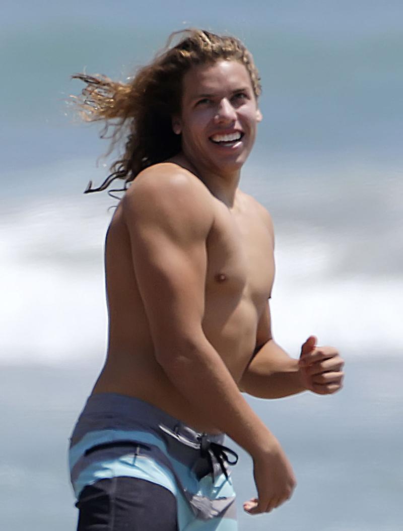 Arnold Schwarzenegger Son Maid Joseph Baena Shirtless Beach