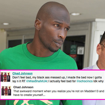 //chad johnson returns twitter cheater