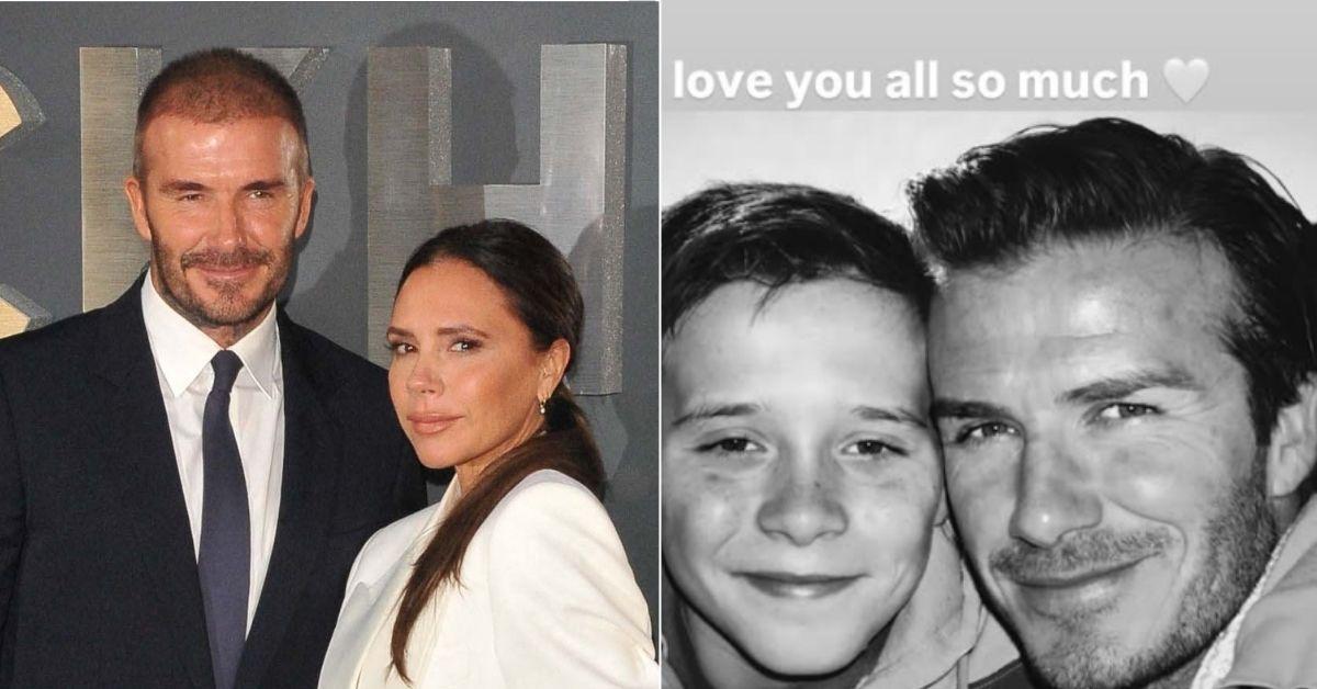 picture of David Beckham, Victoria Beckham and Brooklyn Beckham