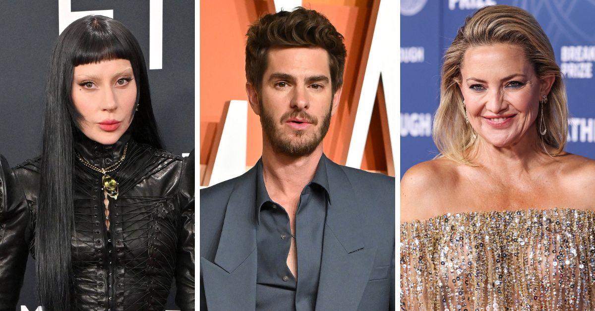Composite photo of Lady Gaga, Andrew Garfield, Kate Hudson