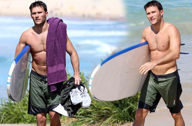 Scott Eastwood Shirtless Surfing Beach Pics