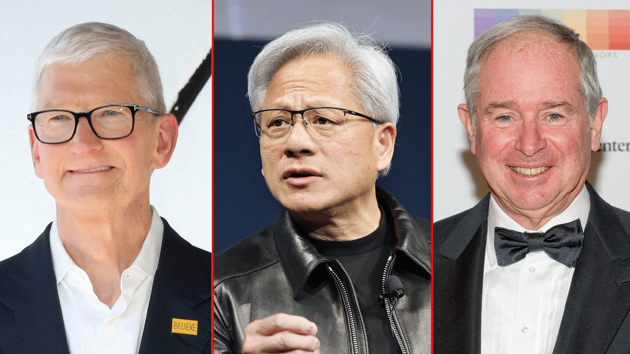 Photo of Tim Cook; Jensen Huang; Stephen Schwarzman