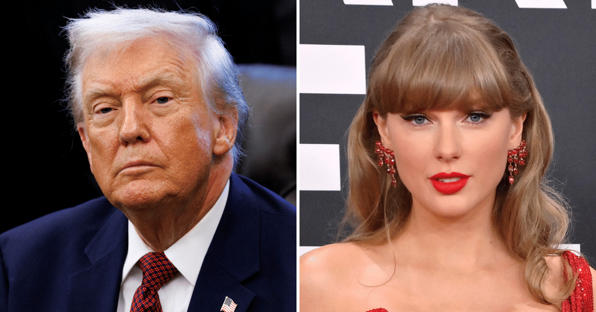 Split photo of Donald Trump, Taylor Swift