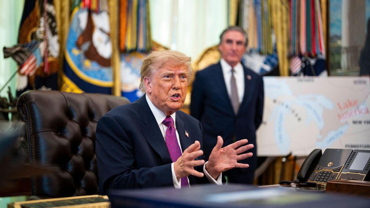 Donald Trump in his office