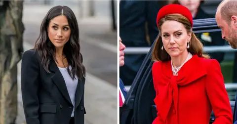 Split photo of Meghan Markle, Kate Middleton