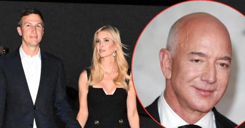 A photo of Jared Kushner and Ivanka Trump alongside a photo oof Jeff Bezos