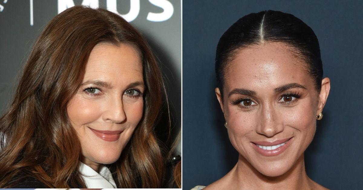 Split photo of Drew Barrymore, Meghan Markle