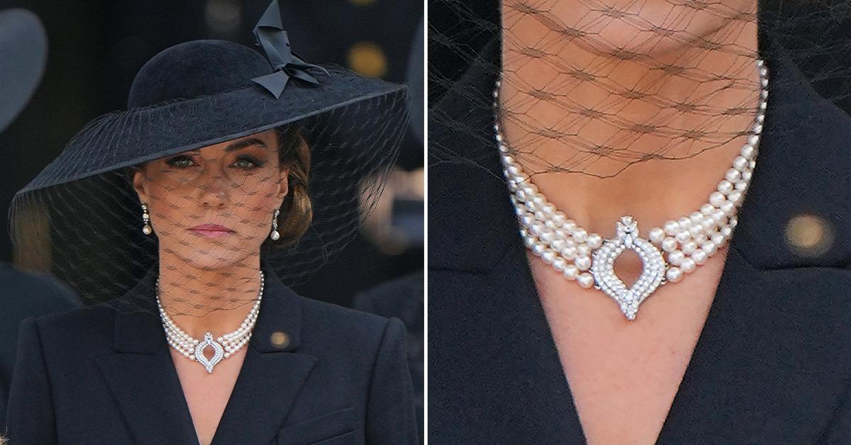 Kate Wears Late Queen's Pearl Choker For Funeral After Inheriting