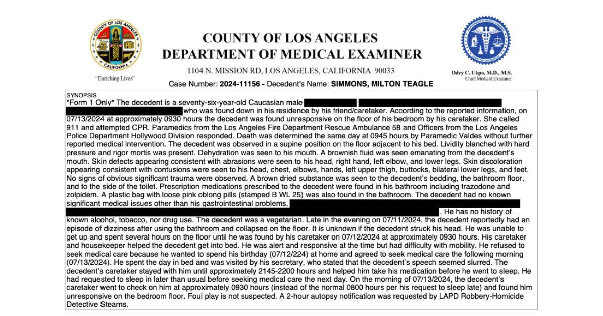 Richard Simmons Autopsy Report