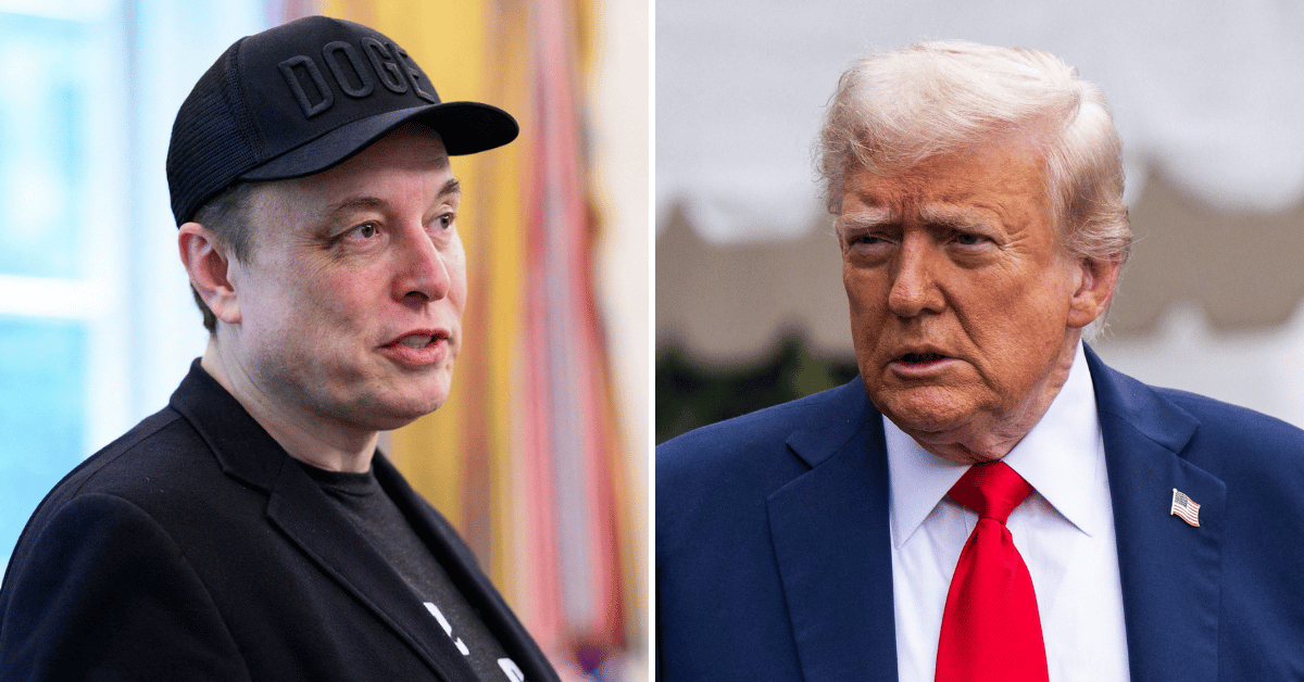 Split photo of Donald Trump and Elon Musk 