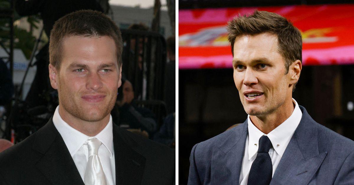 Split photo of Tom Brady