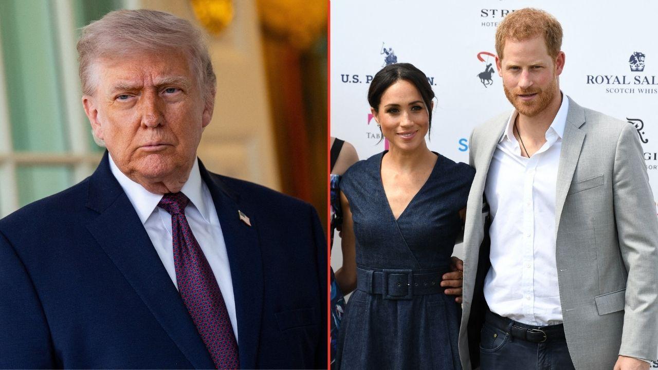 Split photos of Donald Trump, Prince Harry and Meghan Markle