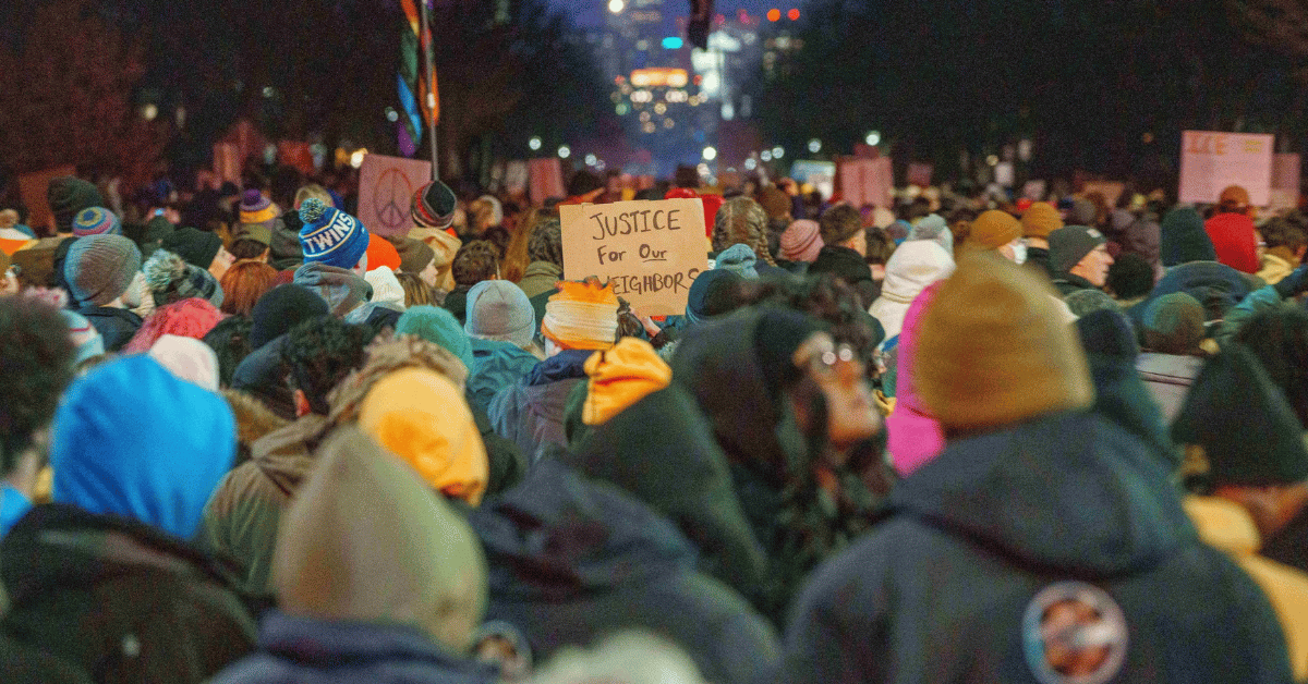 Photo of residents protesting the shooting