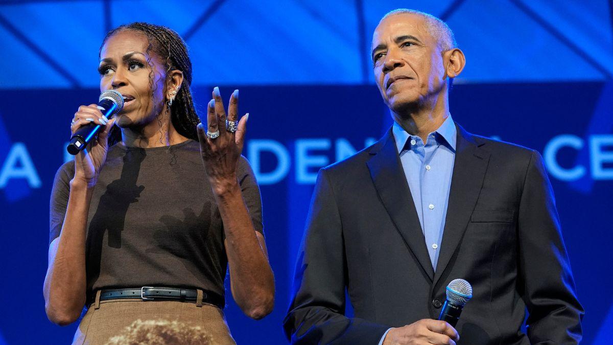 A photo of Michelle and Barack Obama
