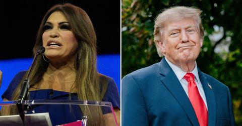 split image of Kimberly Guilfoyle and Donald Trump