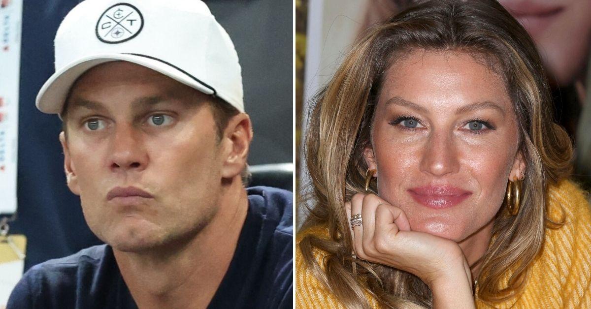 Split photo of Tom Brady and Gisele Bündchen