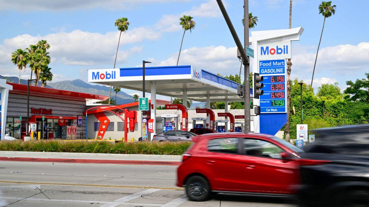 A photo of a Mobil gas station