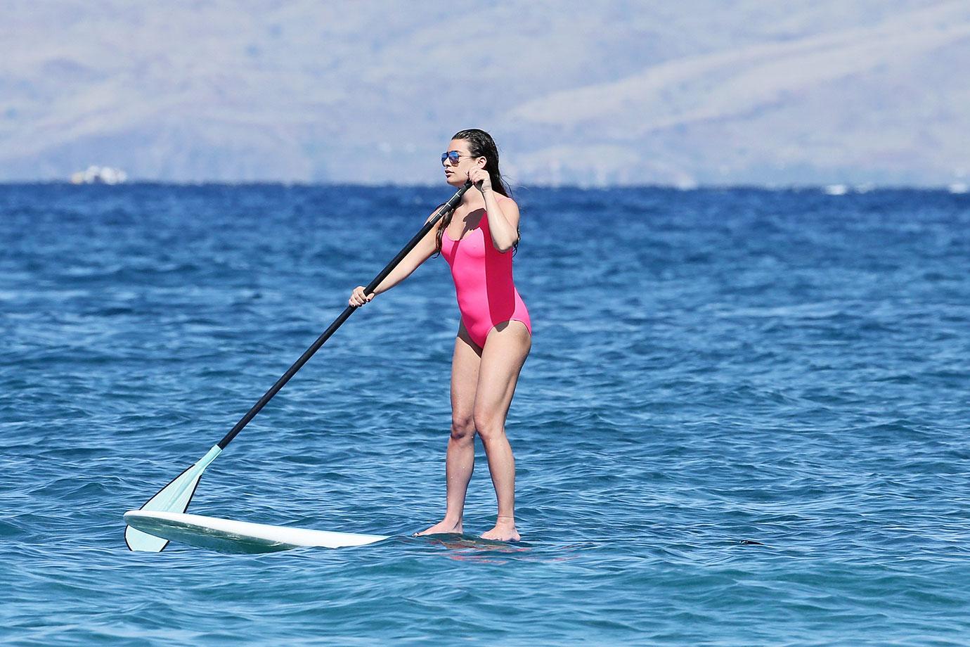 //lea michele weight gain bathing suit yoga maui