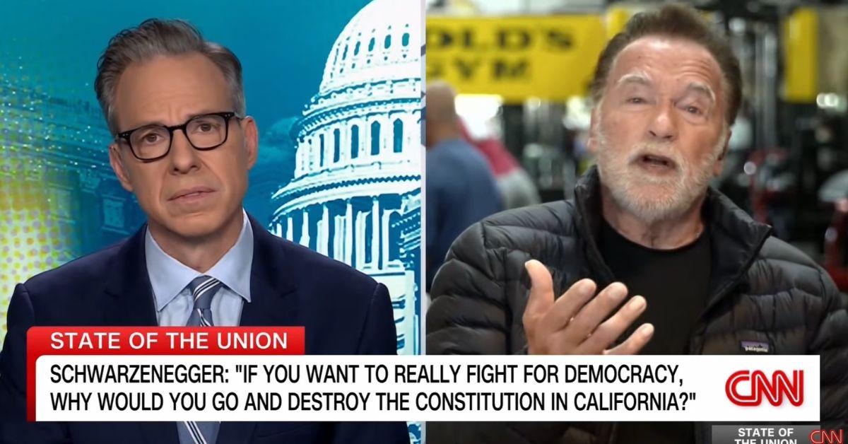 Photo of Arnold Schwarzenegger and Jake Tapper