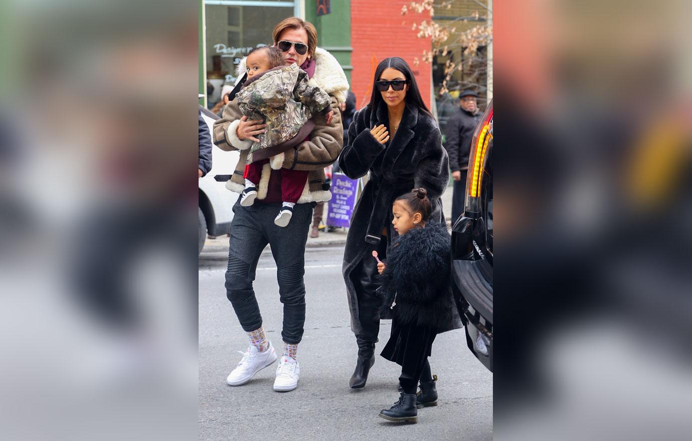 //kim kardashian fur coat north saint west nyc