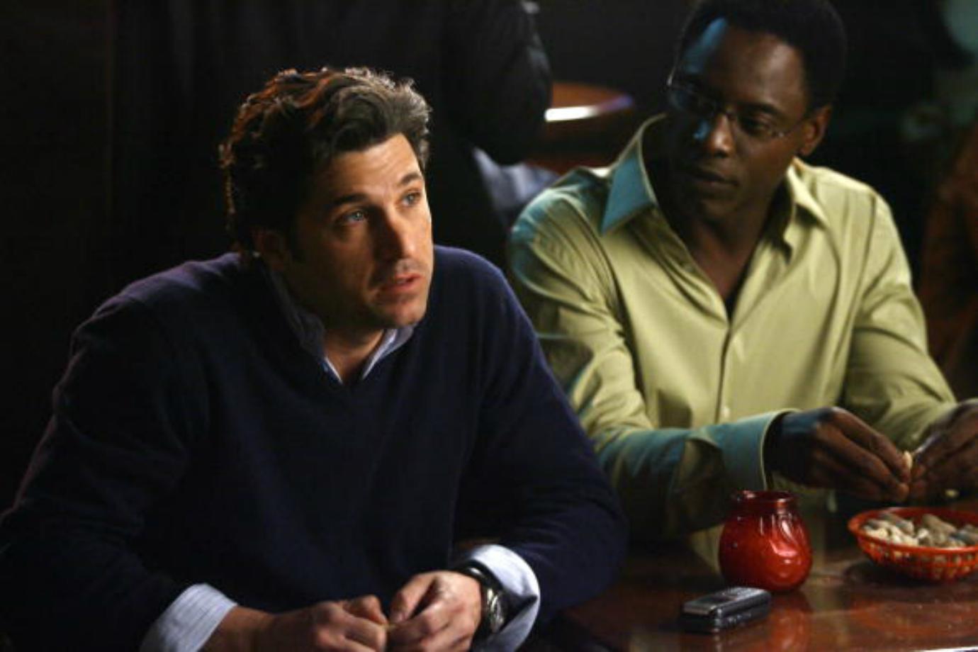 Isaiah Washington and Patrick Dempsey on set.