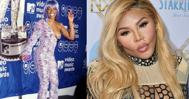 Lil' Kim posing for photos. (Celebrity Age Transformations)