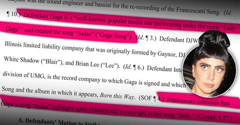 //lady gaga copyright lawsuit judas born this way federal court appeal francescatti pp sl