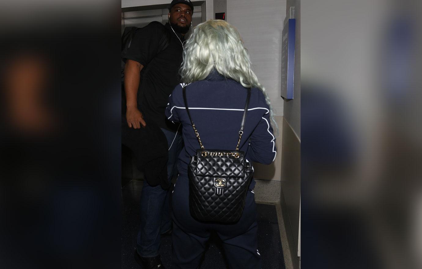 Blac Chyna Sports Blue Hair At LAX Airport