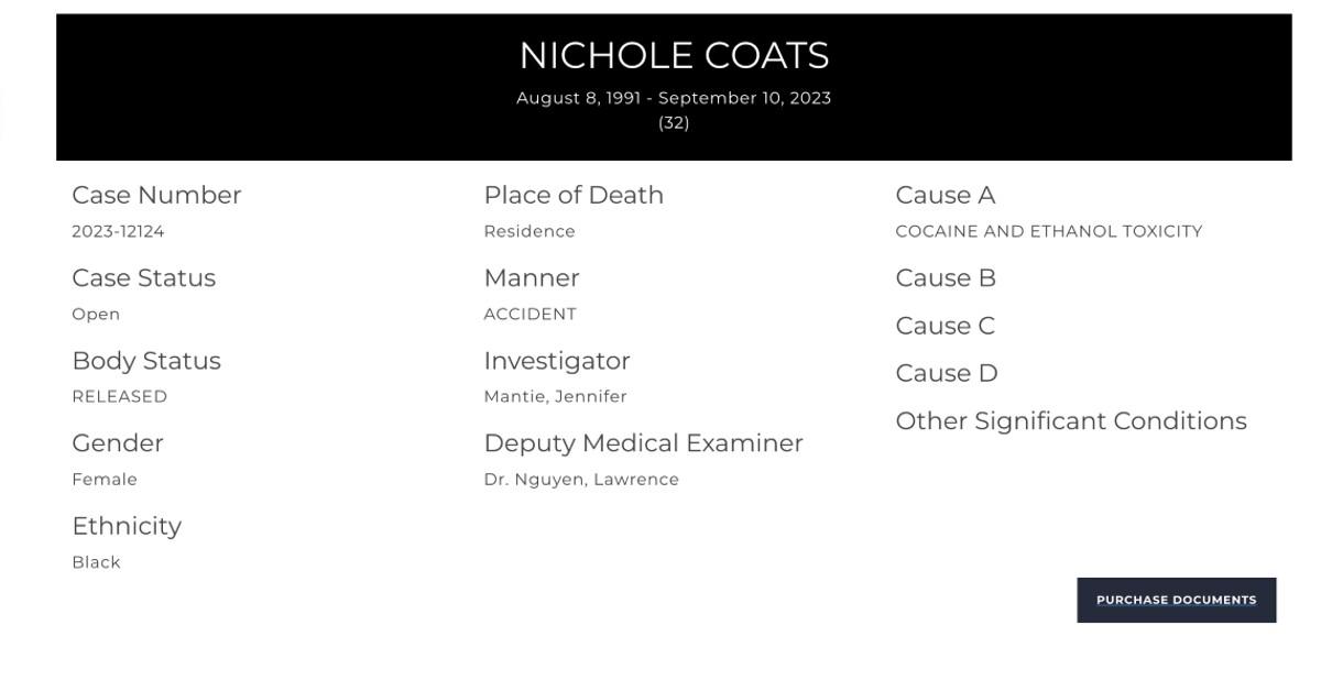 nichole coats la county death