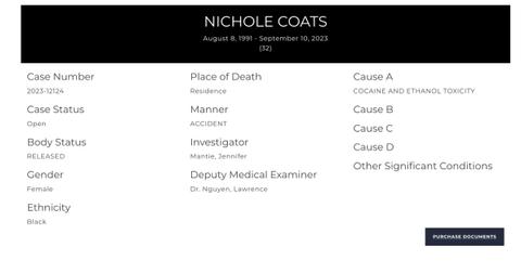 nichole coats la county death
