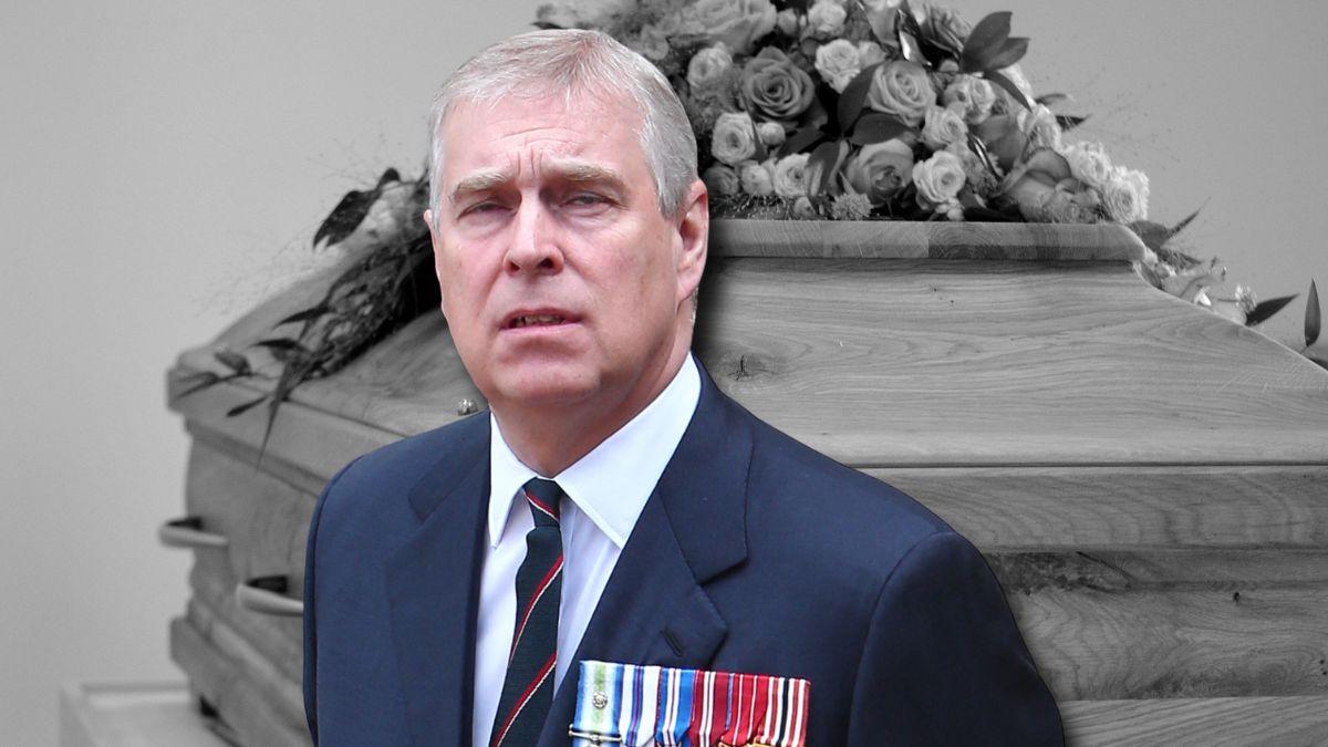 Photo of Andrew Windsor and a casket