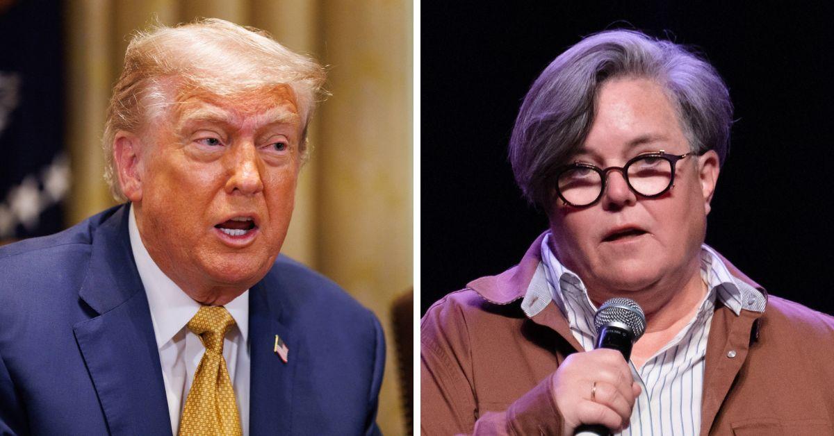 Split photo of Donald Trump, Rosie O'Donnell