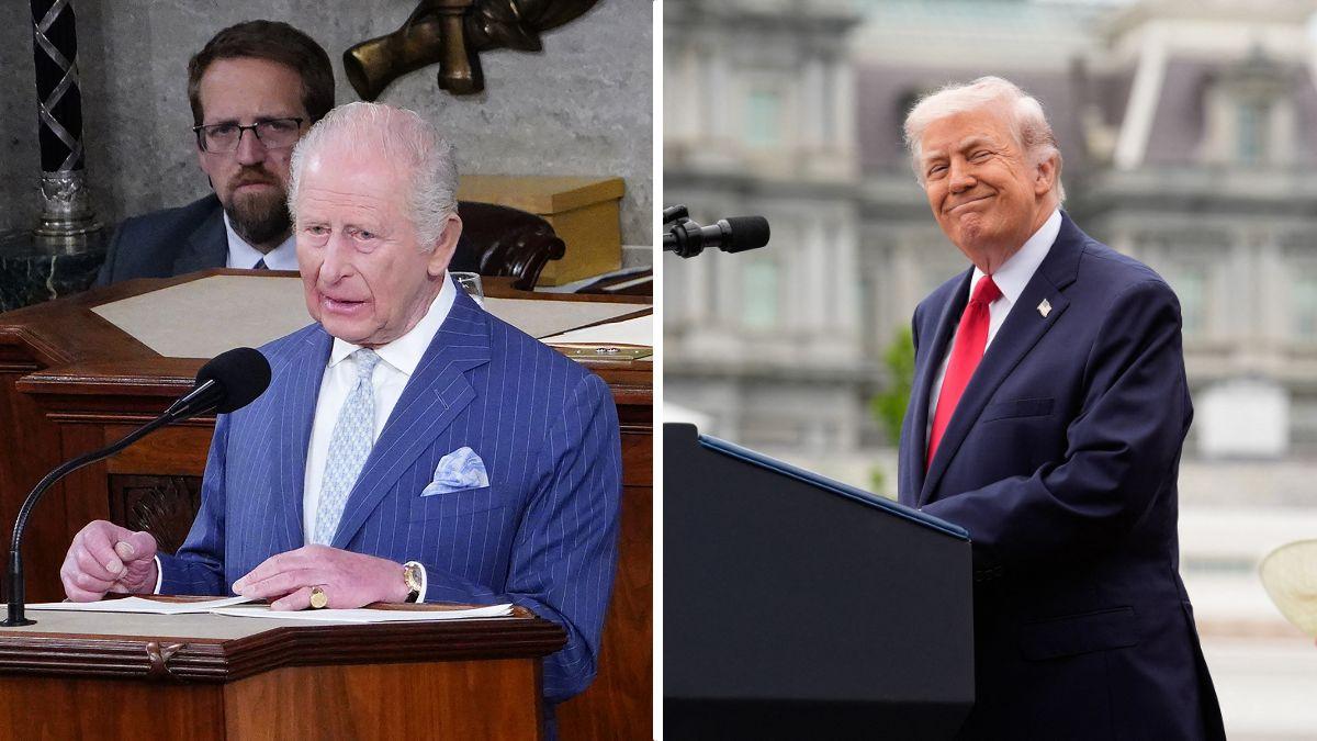 Split photos of Donald Trump and King Charles