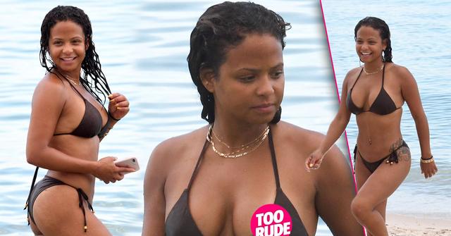 Christina Milian nipple ring bikini miami