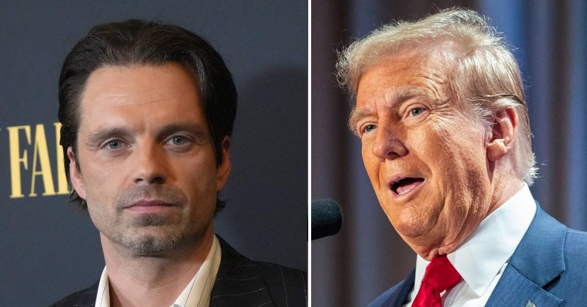 Composite photos of Sebastian Stan and Donald Trump