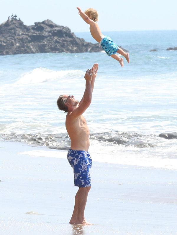 Eric Johnson Shirtless Beach Day With Kids