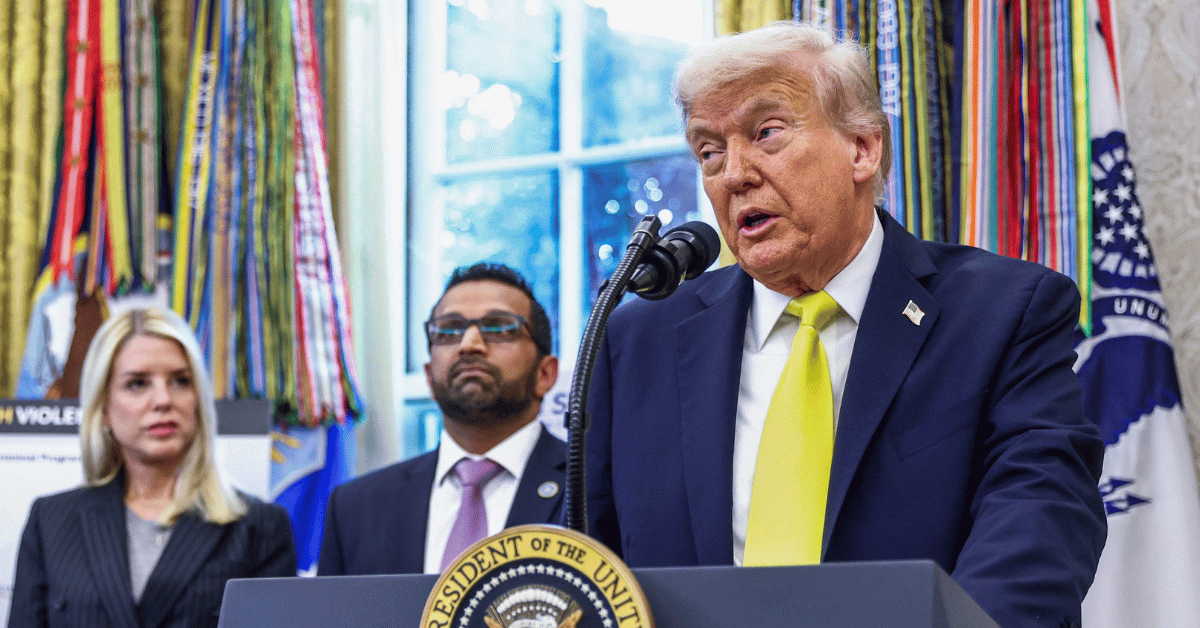 Photo of Pam Bondi, Kash Patel and Donald Trump