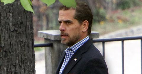 Robert Hunter Biden Wearing Blue and White Checkered Shirt Dark Blazer