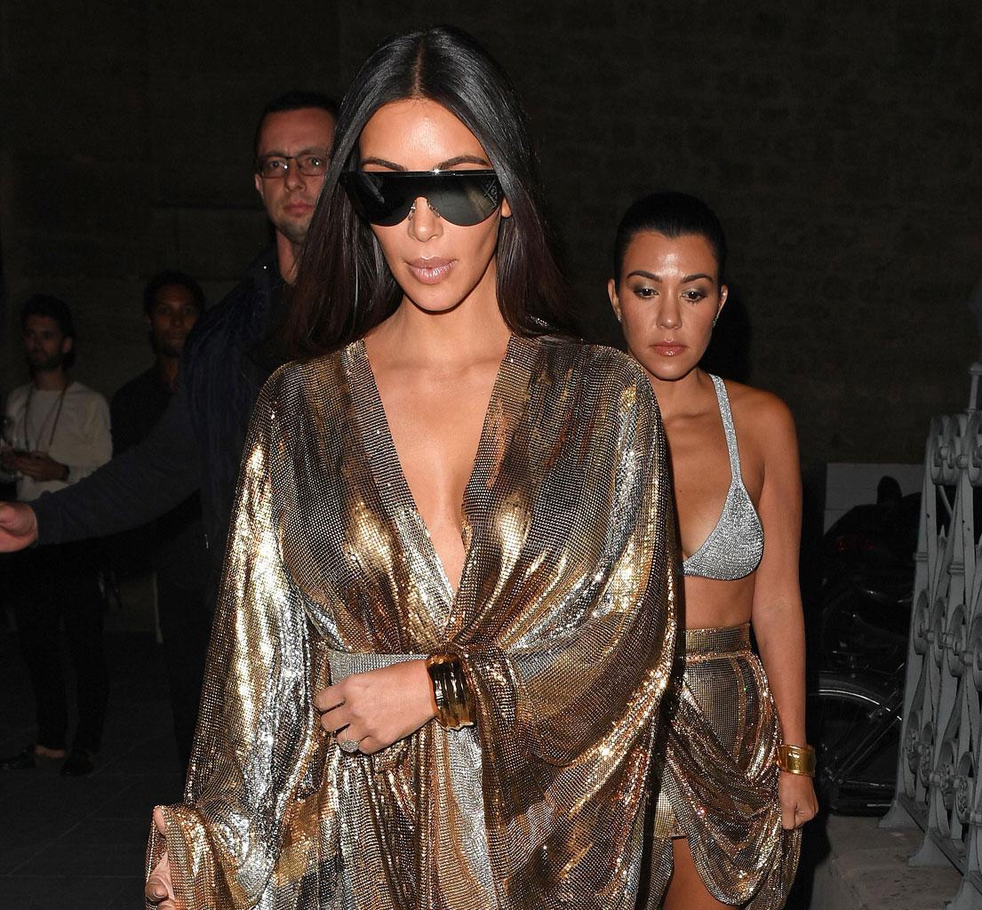 Kim & Kourtney Kardashian Shock In Barely-There Balmain Outfits